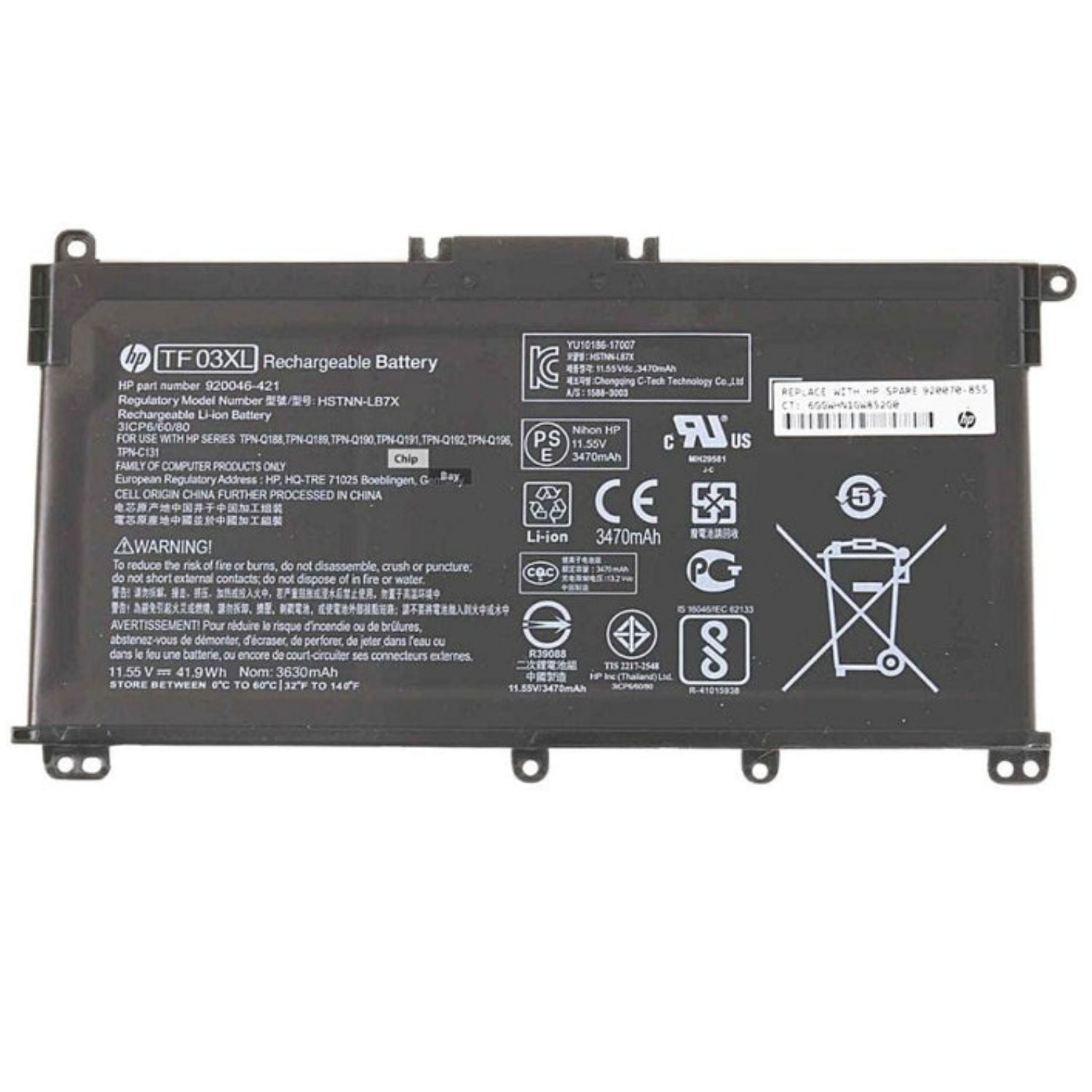 Hp HT03XL Compatible Battery For HP Pavilion X360 14-CE 14-CF 14-CK 14-cm 14Q-CS 14Q-CY 14S-CF 14S-CR 15-CS 15-DA 15-DB 15-DW 15G-DR 17-by 17-CA 240 245 246 250 255 340 348 G7 Series Laptops