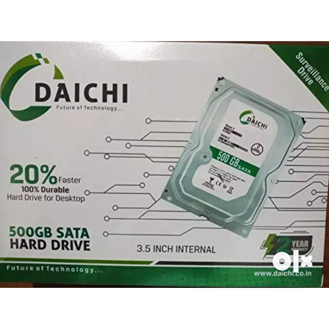 Daichi 500 GB SATA 3.5 Inch 7200 RPM Desktop Internal Hard Drive  IDEAL for PC Mac CCTV NAS DVR Raid and SATA Applications, 1YR Warranty