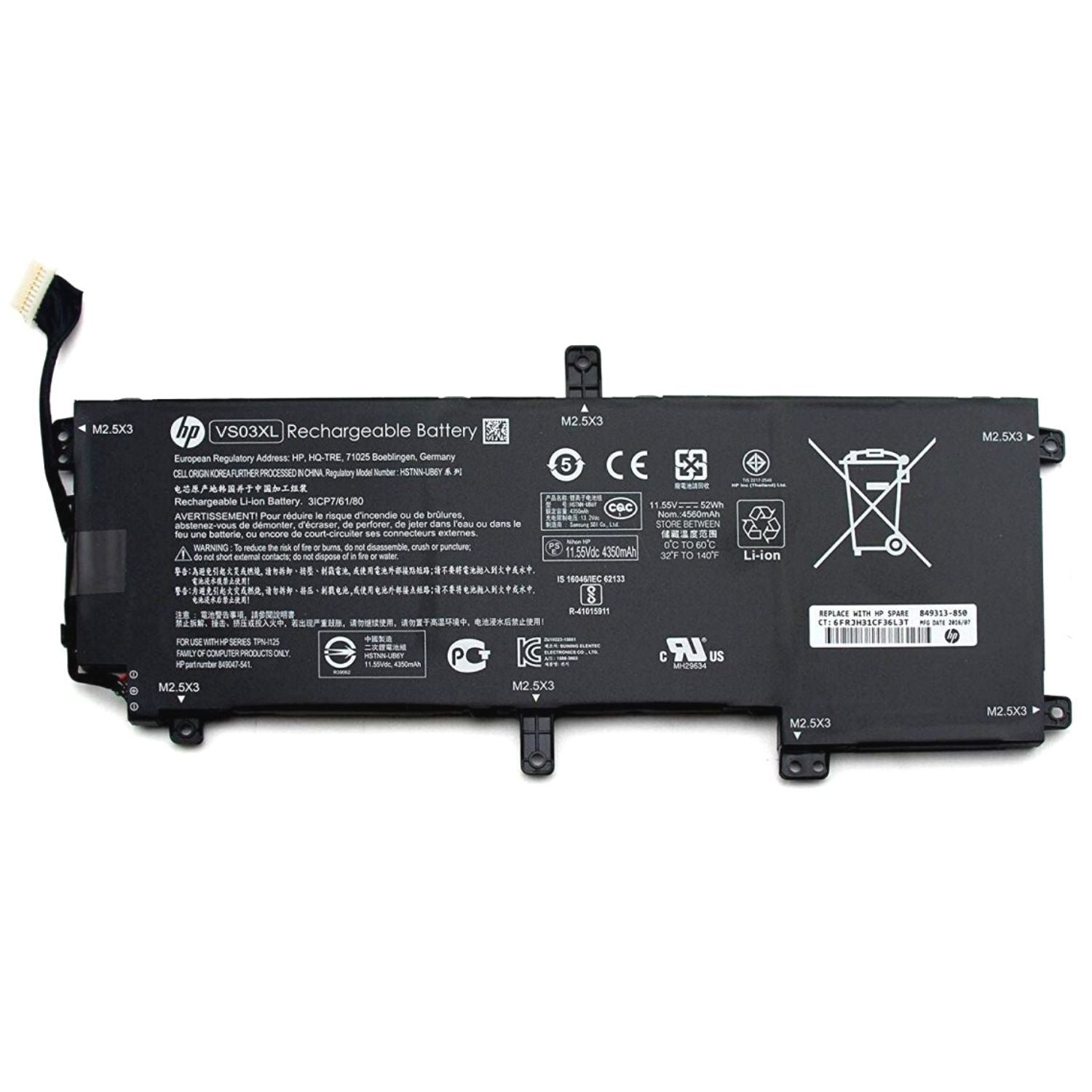 HP VS03XL Original Battery for HP Envy 15T-AS000 15T-AS100 15T-AS100 CTO 15-AS 15-AS133CL X6V56UA 15-AS020NR 15-AS152NR 15-AS043CL 15-AS002LA 15-AS004LA 15-AS014WM HSTNN-UB6Y 849047-541 849313-850 3ICP7/61/80 Laptop Serie's