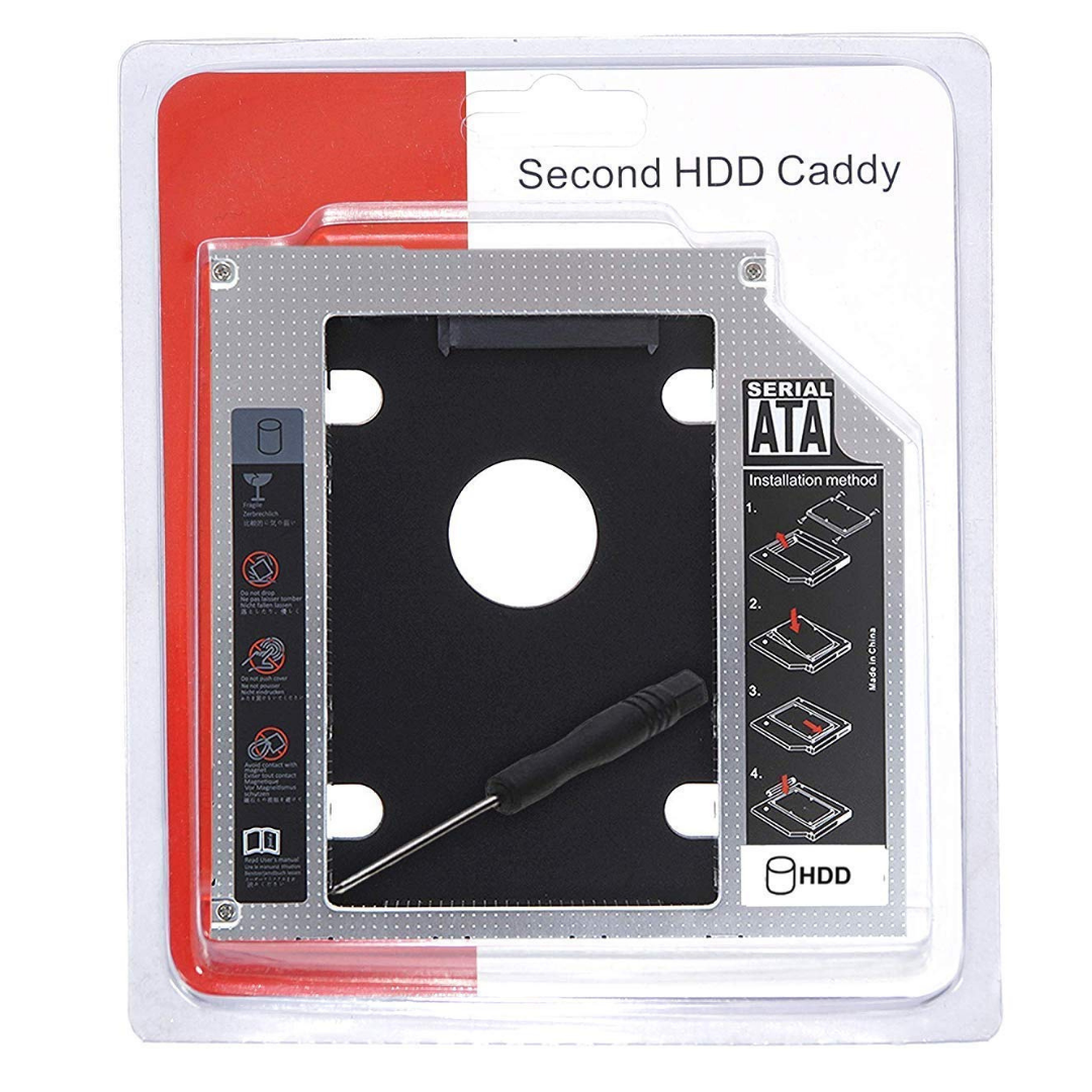 Hard Disk Drive Caddy 9.5mm for CDDVD Drive Slot Compatible with DELL, HP, Lenovo ThinkPad, ACER Gateway, ASUS, Sony, Samsung, MSI, Laptop (Add HDDSSD to Your Laptop)