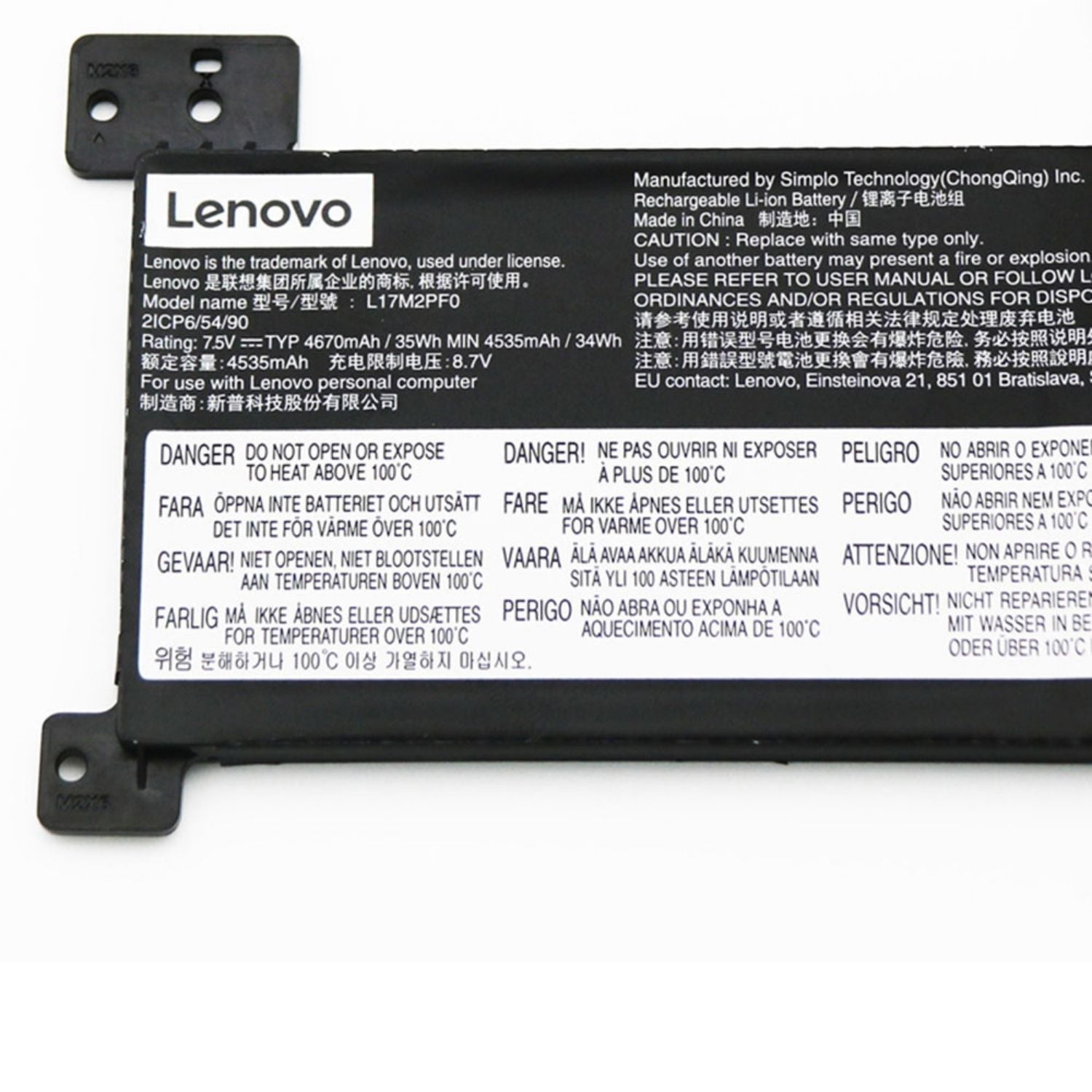 Lenovo L17M2PF0 Battery For Lenovo ideapad 330 Touch-15ARR 330-15ARR 330-15ICN Series L17D2PF1 L17L2PF2 5B10Q62138 L17M2PF2 5B10Q62139 5B10Q41211 L17L2PF0 L17M2PF1 7.5V 35Wh 4670mAh